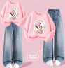 迪士尼童装儿童卫衣套装2025秋季新款洋气韩版女童阔腿牛仔裤卡通秋装 实拍图