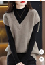 香影纯针织衫女两件装春秋新款打底衫女洋气v领马甲背心针织毛衣女坎肩 打底衫+马甲驼色 3XL (建议135-150斤) 实拍图
