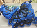 聪捷溜冰鞋儿童全套装男童女童男孩女孩专业轮滑鞋滑冰旱冰初学者直排 蓝色【全闪】背包护具头盔大礼包 M 中码32-37（适合平时30-35） 实拍图