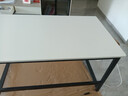 馨美凯电脑桌台式家用简易书桌办公桌简约现代工作台租房卧室学习写字桌 【单桌1.6cm厚桌面】黑架+暖白色 长140cm*宽80cm*高74cm 实拍图