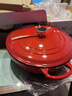 铁工房 珐琅锅铸铁炖锅 闷烧海鲜微压锅双耳搪瓷汤锅家用26 30cm 海鲜锅-宝石红（内黑）- 30cm 实拍图