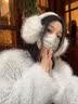 JIOESC耳罩保暖女韩版耳包冬季骑车白色毛绒耳套防冻可爱百搭耳捂女士 白色 【直径12.5cm，宽14cm】 1个 实拍图