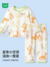 迷你木木屋儿童睡衣春夏男女童薄家居服套装夏天薄款服装 白/绿童话森林 90 实拍图