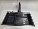 TOSO日式厨房水槽大单槽洗菜盆一体盆304不锈钢台上中下淘菜洗手碗池 米粒微晶5MM款-圆形抽拉龙头顶配 750*450MM 实拍图