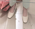 达芙妮单鞋女羊皮粗跟百搭高跟鞋通勤舒适女鞋子4023101373 米白 38 实拍图