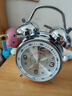 2025新款闹钟学生专用超大声机械金属打铃上学起床神器初中生钟表老式复古闹铃 冰川银-夜光指针【送电池】 4英寸 实拍图