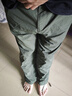 马登工装绗线格纹肌理双膝裤微皱双层拼接束脚裤宽松直筒休闲长裤子男 军绿色 【尺码偏大/建议拍小一码】 33 实拍图