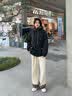 啄木鸟冬季棉衣外套男加厚夹克宽松保暖棉服袄子青少年羽加绒服男派克服 D209黑色加绒 XL 约140-160斤 实拍图