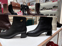 百丽（Belle）气质羊皮时装靴女冬季新款商场同款高跟通勤优雅短靴3LI44DD5 黑色-绒里 37 (235mm) 实拍图