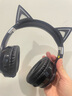萌可儿无线蓝牙耳机背书耳返背诵跟读猫耳朵头戴式耳麦儿童学生上网课背书神器送孩子生日圣诞节元旦礼物 黑色（蓝牙+耳返+插卡功能） 实拍图
