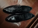 村哥牛皮皮鞋男尖头正装皮鞋透气英伦商务男鞋 黑色 43 实拍图