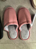 回力日系柔软情侣棉拖秋冬家居室内保暖棉鞋女款HL0006皮红38-39码 实拍图