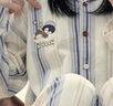 果壳（Gukoo）情侣睡衣春秋款卡通满印翻领男女士情侣家居服内衣套装睡衣女A 女士-小企鹅条纹套装 100%棉 S 实拍图