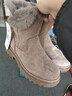 回力女靴加绒雪地靴女士休闲2025冬季新款百搭加厚保暖棉鞋女高帮粗跟 驼色 40 实拍图