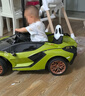 星辰皓兰博基尼儿童电动车四轮玩具可坐人小孩宝宝婴儿遥控汽车闪电SIAN 绿色四驱+遥控+摇摆+皮座+软轮 实拍图