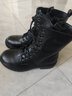强人女靴侧拉链气质平跟马丁靴加绒保暖时尚女短靴 JDB263009 黑 40 实拍图