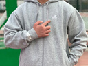 adidas休闲舒适宽松加绒连帽夹克外套男女秋冬阿迪达斯官方轻运动 中麻灰   XXS   实拍图