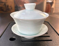 左茗右器 青瓷盖碗茶杯 景德镇陶瓷三才杯 泡茶碗 功夫茶具家用泡茶器 富贵粉青盖碗-150ml 实拍图