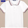 罗蒙男童短袖polo衫校园服饰春夏T恤女童班服 条纹白色短袖POLO衫120 实拍图