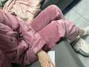 曲果（QUGUO）品牌睡衣女士秋冬季长袖海岛绒冬天薄款绒质秋冬款开衫家居服套装 9937嫣紫色 M 【建议80-100斤】 实拍图