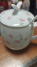 后海杯子陶瓷杯女马克杯带盖带勺子家用喝水杯骨瓷早餐杯咖啡杯少女心 胖胖杯-小碎花400ML【可微波】 实拍图