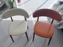 椅子餐椅全实木餐厅椅家用餐桌靠背椅网红皮凳子北欧现代酒店歺椅 胡桃色+米白猫抓皮（自己安装） 实拍图