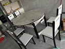 淘邦 餐桌 亮光岩板餐桌现代简约伸缩折叠款实木餐桌椅组合吃饭圆桌子 亮光雪山白-黑白框架205木椅 1.35m 一桌六椅 实拍图