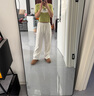 真维斯（JEANSWEST）阔腿裤子女2025春秋季新款直筒休闲裤女装宽松百搭雪尼尔垂感长裤 米色 纯色 M 实拍图