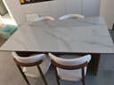 上林春天 岩板餐桌现代轻奢长方形餐桌椅组合家用吃饭桌子中古风餐厅家具 胡桃框架/哑光纯白岩板/羊角椅 1.6m 一桌四椅 实拍图