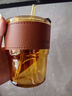 ins风韩式竹节杯玻璃水杯男女士带吸管杯子隔热便携咖啡杯凉水杯 琥珀色 400ml 1只 实拍图