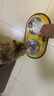 HELLOJOY猫碗 狗碗狗盆宠物双碗不锈钢猫食盆防打翻狗食盆 黄色大号 实拍图