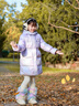 迪士尼女童羽绒服外套儿童连帽中长款宝宝冰雪爱莎保暖加厚白鸭绒 QBX513360紫色 140适合135-145cm  实拍图