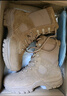 际华三五二五作战靴牛皮四季棕色高帮侧拉链登山鞋男耐磨超轻作训鞋登山鞋 棕色21作战鞋（高配版） 42 码/260（原厂正品 二双鞋垫） 实拍图
