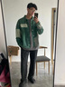 gxmy重工水洗拼接牛仔外套男新款春秋美式复古设计感休闲夹克衣服男潮 绿色 XL 120-135斤 实拍图