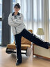 卡帕（Kappa）背靠背运动裤女士2026新款休闲条纹阔腿针织直筒裤子男K0F32AK05D 黑色-990 春夏款 M 实拍图