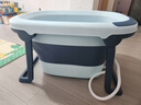 日康（rikang）泡澡桶 儿童折叠浴桶婴儿洗澡盆 宝宝洗澡桶 赠浴凳蓝色X1026-1 实拍图