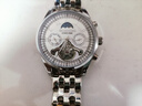 冠琴（GUANQIN）手表男机械表全自动镂空飞轮瑞士品质防水夜光皮带男士双日历手表 名匠-本色白面 实拍图