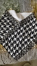 秋冬2024新款针织套头三角巾百搭护颈保暖围巾洋气脖套男女款围脖 黑白千鸟格 1条装 实拍图