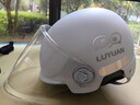 绿源（Luyuan）电动车头盔电瓶车3c认证摩托车头盔女男通用四季盔半盔防晒安全帽 冰川蓝-大眼精灵-透明长镜 【带可拆护耳】 实拍图