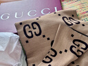 GUCCI古驰双G提花羊毛围巾 棕色和米色 均码 实拍图