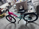 凤凰山地自行车男女变速山地车碟刹青少年儿童自行车学生单车 星际 蓝玫【变速+辐条轮】 22寸【适合130-170cm】 实拍图