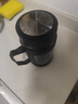 玻璃水杯商务杯大容量男女生带盖泡茶饮水礼品杯家用把手杯 黑色 500ml 1只 实拍图