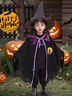 乖明星万圣节服装儿童男孩女孩礼物cos衣服装饰女巫披风魔法师斗篷装扮 魔法女巫斗篷披风+帽子 幼儿园活动派对表演出服装道具 实拍图