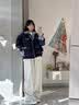 马克华菲假两件格子拼接羽绒棉服男女冬季新款加厚棉衣外套 藏青色 XL 实拍图