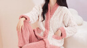 红豆居家法兰绒睡衣女冬季撞色提花加厚女士家居服 椰奶白 175/96A  实拍图