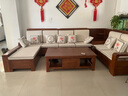 温暖一家实木沙发客厅2025新款现代简约大小户型胡桃木新中式组合木质家具 四人位+贵妃+角柜+双人位+茶几+电视柜 实拍图