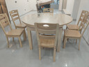 晨巢 餐桌 实木餐桌 可伸缩折叠圆桌餐桌家用现代中式饭桌餐厅家具 1.38米原木色 一桌六椅 实拍图