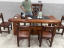 老船木茶桌椅组合家用客厅实木茶几套装办公室泡茶台一体烧水壶桌 1.6米桌+4靠背椅1船舵椅 实拍图