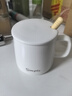 传旗陶瓷马克杯带勺盖咖啡杯牛奶杯早餐杯办公杯男女茶杯描金白400ml 实拍图