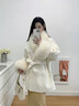 傲列气质斗篷感毛呢外套女狐狸毛领25秋冬新款双面羊绒大衣中长款 白色(围脖＋袖口毛) S 实拍图